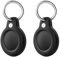 LETREEN Airtag Anhänger - 2er Pack wasserdichte Airtag Hülle mit Schlüsselanhänger für Apple AirTag - Schwarz