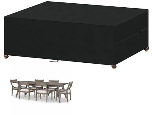 VANSHEIM Funda para Muebles de Jardín Impermeable Fundas Mesa Jardin 420D Oxford Tela Anti UV Cubierta Mesa y Sillas Jardin 250x100x80cm