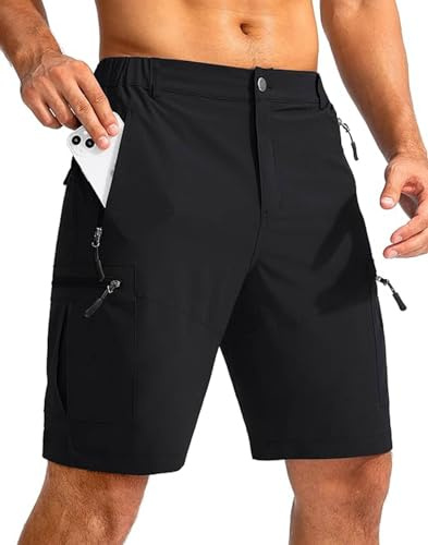 Tansozer Pantalones cortos de senderismo para hombre con bolsillo con cremallera al aire libre verano cargo pantalones