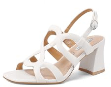 QUEEN HELENA Sandali con Tacco Largo Donna con Cinturino Casual Eleganti ZM9946 (Bianco, Sistema Taglie Calzature EU, Adulto, Donna, Numero, Media, 38)