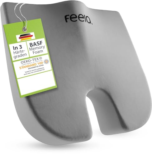 feela.® Ortopedisk kilkudde [3 hårdhetsgrader] – ergonomisk sittdyna för kontorsstol & Co – verkar smärtreducerande, ökar sittkomfort, främjar blodcirkulationen och lindrar svanskotan (medium)