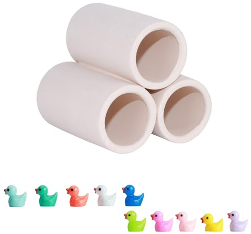 MC MEICHUANG Ceramic Shrimp Shelter, 3-Tube Aquarium Hiding Cave for Breeding, Spawning & Rest, Safe for Freshwater & Saltwater Fish Tank Decor with 10 Duck Accessories (3-Tube)