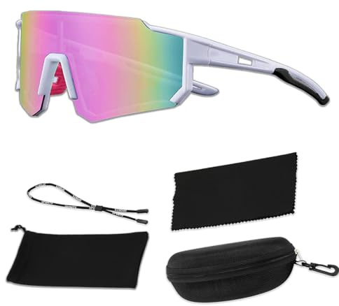 GWAWG Ensemble de lunettes de sport, lunettes de soleil pour hommes et femmes, protection UV400, lunettes de soleil polarisées pour le cyclisme, la course, le baseball, le golf, le ski, la montagne