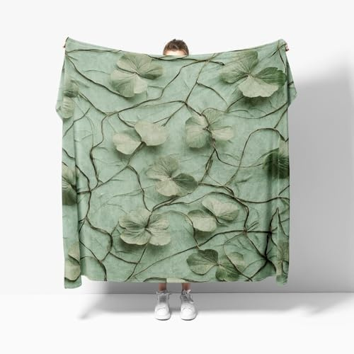 Kuscheldecken XXL 180x200 cm Weich Flauschig Weinpflanzenillustration Flanell Fleecedecke, HellgrüN Kuscheldecke Warm TV Sofadecke Tagesdecke Kinderdecken, Wohndecke Für Bett