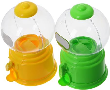 BESPORTBLE Mini Candy Dispenser Machine for Kids Yellow and Green Twist Candy Vending Toy Cute Gumball Holder for Parties and Classroom 2-piece Set