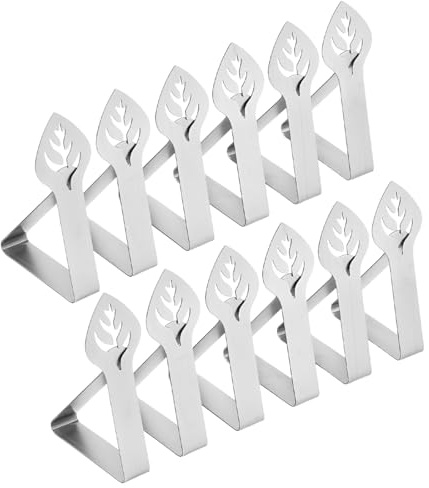ROKZELT Pinzas Sujeta Manteles Acero Inoxidable 12 Piezas, Sujeta Manteles Exterior, Pinzas Para Manteles de Mesa Gruesa, Sujeta para Jardín, Restaurante, Familia