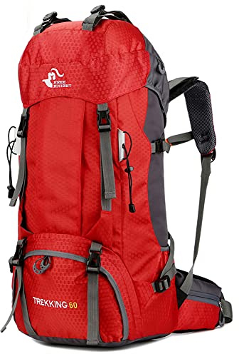 Bseash 60L impermeabile zaino da trekking leggero con copertura antipioggia, zaino da viaggio sport all'aperto per arrampicata campeggio turismo
