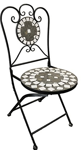 Mosaik Gartenstuhl Balkonstuhl Terrassenstuhl klappbar Kreis Design Klappstuhl Bistrostuhl Mosaikstuhl Anthrazit/Grau