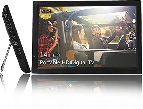 14 Portable HD Digital TV,VBESTLIFE 16:9 Digital Analog Television Player,Support U Disk/TF Card Built in Rechargeable Battery for Car//Camping/Outdoor/Bedroom