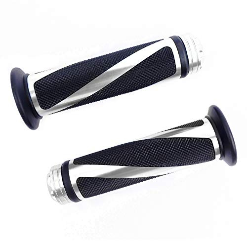 SFONIA 2st motorcykelhandtag Styrgrepp 22MM 7/8 Anti-slip gummi Gasgrepp Universal för motorcykel, skotrar, fyrhjulingar, Cruiser Offroad (Silver)