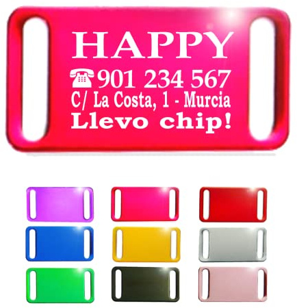 Ibera gifts - Medaglietta Cane Personalizzata Targhetta Cane con Incisione Rettangolare per Collare, Targhetta Identificativa da Fissare al Collare (fucsia)