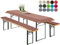 heimtexland ® Bierzeltgarnitur Auflagen Set 3-teilig Tischdecke Bierbankauflage Polster Kissen Biergarnitur Typ698 Braun für Tischmaß 70x220 cm