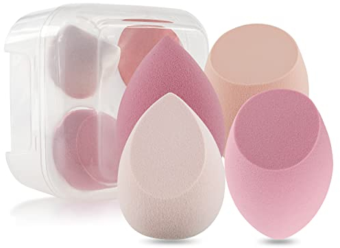 DULEE 4 Stücke Make up Schwämme Set Beauty Foundation Mischschwamm Sponge Blender für Flüssigkeit, Puder, BB-Creme und Sonnencreme,Rosa