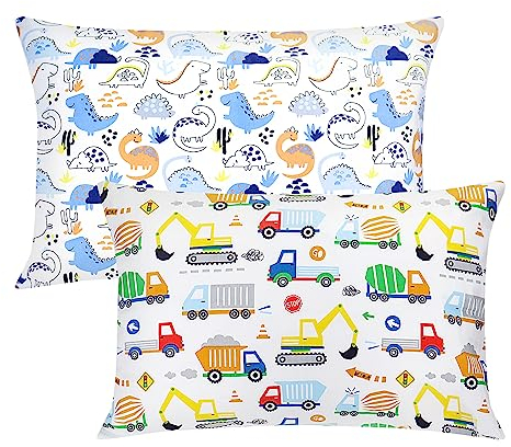 Funda de almohada infantil de algodón Toddler Pillowcase fundas de almohada almohada almohada 40 x 60 cm funda de cojín niño niña regalos para el día del niño dinosaurio camión