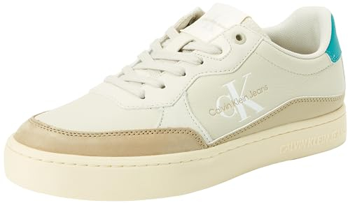 Calvin Klein Jeans Herren Sneaker aus Leder, Beige (Eggshell/Travertine/Fanfare), 43