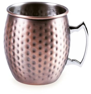 LACOR - 62185 - Taza Moscow Mule, Taza para Cóctel, Cóctel Moscow Mule, Mango egonómico, Diseño Vintage, Revestimiento Cobre Mate, Acero inoxidable 18/10, 480 ml