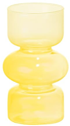 Vases à Bulles en Verre Rose pour Fleurs, Petit Vase à Fleurs Hydroponique en Verre de 7 Pouces, Vases en Verre Uniques pour Centres de Table, Vase à Fleurs Décoratif pour la Maison, les(Jaune)