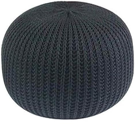 Genérico Reposapiés otomano otomano, puf otomano Redondo, Taburete de Cuerda Trenzada de algodón, puf de Punto, Silla de Piso Hecha a Mano para Sala de Estar, Cama y Dormitorio (A 50 x 50 x 30 cm)