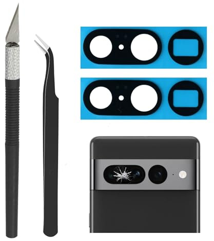 Cemobile 2 uppsättningar bakre kameralins glas ersättning för Google Pixel 7 Pro med förinstallerat lim och reparationsverktygssats