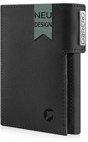 DORERO Slim Wallet - Mini Geldbörse Herren & Damen klein - RFID Schutz - Herren Geldbeutel mit Münzfach Portemonnaie - Kreditkartenetui für bis zu 11 Karten (Classic Schwarz)