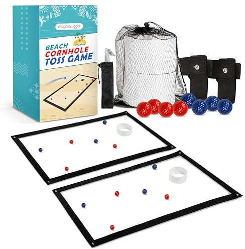 Play Platoon - Beach Cornhole Toss Game - Beach Corn Hole Games for Adults, Family & Kids - Includes Two Board Markers & Accessories for 2-4 Players - Portable & Lightweight, Perfect for Activities