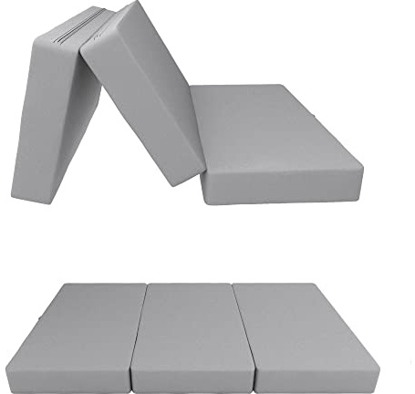 POKAR Klappmatratze 3-teilige Faltmatratze Wasserabweisend Camping Matratze Gästematratze Feldbett Klappbett Gästebett Bodenmatratze Schlafmatratze 140 x 195 x 15 cm, Grau