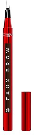 L'Oreal Paris Faux Brow, Hair-Like, Filling Eyebrow Pen with Double-Brush Tip, Fast & Precise Eyebrow Makeup, Dark Brunette, 0.04 Fl Oz