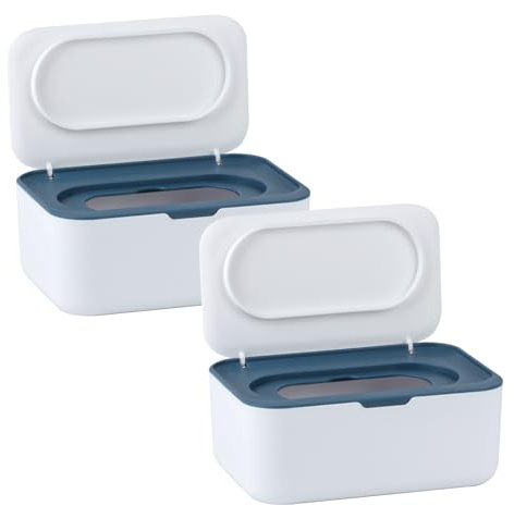 2 unidades cajas dispensadoras de toallitas, dispensador de toallitas para bebé, soporte para pañuelos secos y húmedos, caja de almacenamiento de pañuelos con tapa, mantiene las toallitas frescas