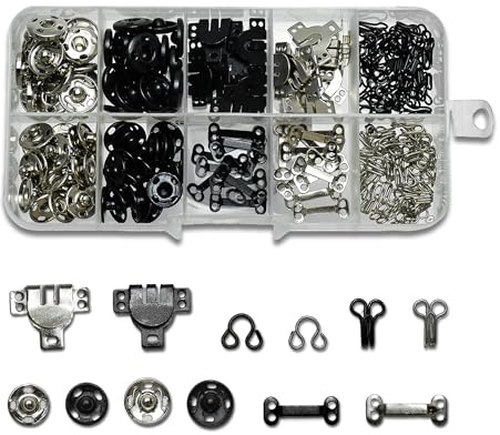 XIYING 200 Pcs Hook and Eye Fastenings for Clothes, Hook and Eye, Dress Clips to Stop Gaping Haberdashery for Skirt, Dress, Sewing, DIY Crafting