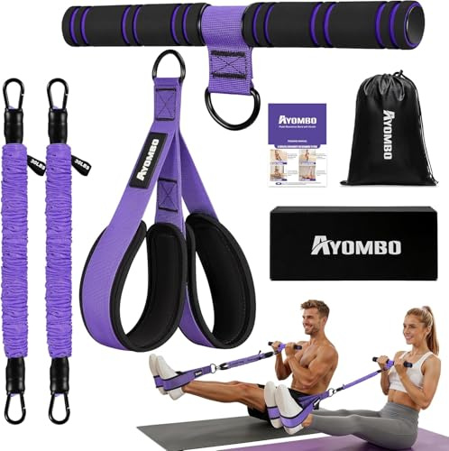 Ayombo Upgrade Pedal Resistance Band with Handle, Adjustable Tube Foot Pedal Device Puller Exercise Bands, For Abs Arm Leg Waist Workout, Core Pilates, Sit Up Exercise Equipment for Full Body Training