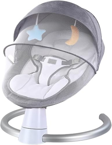 Electric Baby Bouncer with Bluetooth, Baby Bouncer Chair with 5 Swing Speed, 3-Stage Timer and Remote Control, Portable Swing Chair from Birth for Newborn Boys Girls (Light Grey)