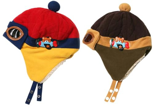 VILLCASE Winter Pilotenmütze 2 Stück Verdickt Baumwolle Warme Mütze für Jungen Mädchen Outdoor Spiel und Winteraktivitäten