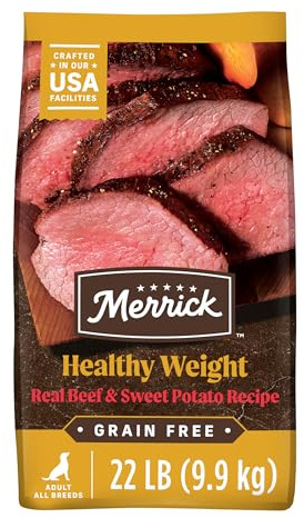 Merrick Premium Grain Free Dry Dog Food Weight Management Dog Food, Wholesome And Natural Kibble, Healthy Weight Recipe - 22.0 lb. Bag