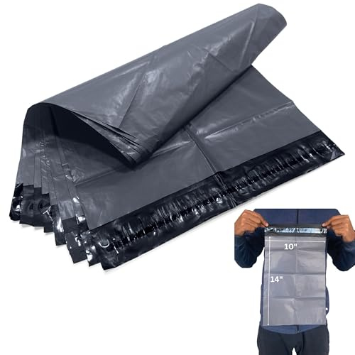 JeeJaan® 50 Grey Mailing Bags 10x14 in Parcel Bags (254 x 354mm) A4 Poly Mailers Postage Bag Envelope Mailers Strong Recyclable Poly Plastic Envelope for Courier & Shipping Purposes
