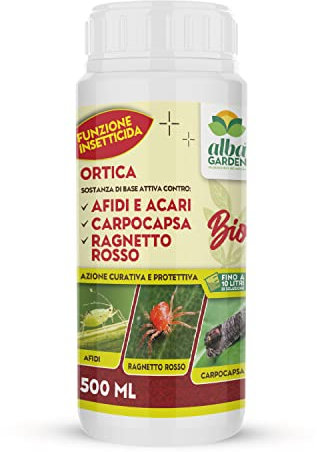 Albagarden - Insetticida Piante Naturale A Base Di Estratto Di Ortica Biologico - Contro Cocciniglia Afidi Ragnetto Rosso Pidocchi - Conc. 500 ml
