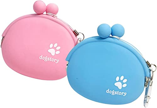 YIAGUN 2 Pezzi di Borsa per Snack per Cani E Gatti, Borsa per Addestramento di Cani E Gatti in Silicone, Borsa per Snack Portatile per Cani (Blu E Rosa)