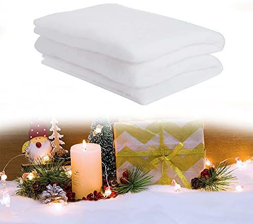 Ruolin Weihnachten Schneedecke Set, 240 x 80cm Verdickte Weihnachten Künstliche Schnee Decken Weiße Weihnachten Gefälschte Schnee Deko Geeignet für Hintergrund, Party und Weihnachtsbaum Röcke