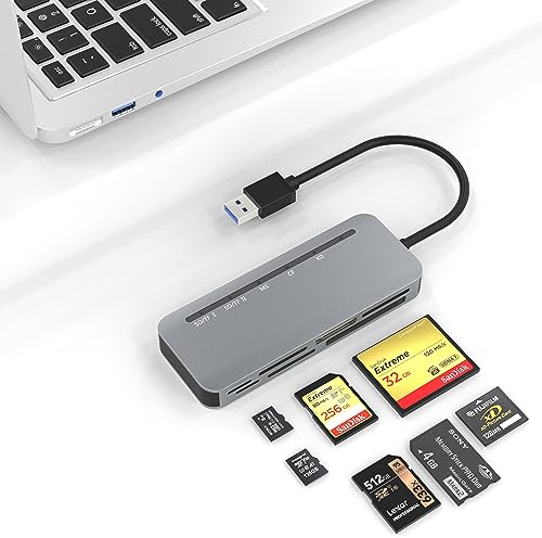 Lettore Schede SD USB 3.0,Lettore Memory Card 7-IN-1 Legge 5 schede contemporaneamente, Supporta velocità 5Gbps,Adattatore Memory Stick Pro Duo per SD/SDXC/SDHC/Micro SD/CF/XD/MS/MMC XD Lettore USB