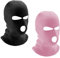 LINSOCLE 2pcs Sturmhaube 3 Loch Gestrickte Sturmhaube, Sturmmaske 3-Loch Schwarz Balaclava, Skimaske Volle Gesichtsabdeckun für Motorrad und Fahrrad（Schwarz + Rosa）