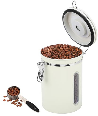 Belle Vous Kaffeedose luftdicht mit Datumsanzeige - Dosierlöffel und CO2-Ventil - Hermetischer Kaffeebohnen Behälter - 1,8L Edelstahl - Vakuumbehälter - Kaffeebohnen Aufbewahrung
