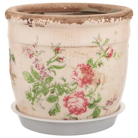 RORPOIR Vintage Rose Ceramic Planter Pot with Drainage Small Decorative Flowerpot for Succulents Retro Design for Home Garden Office and Windowsill