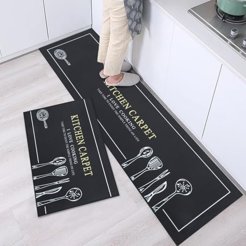 Freiesoldaten Juegos de Tapetes de Cocina 2 Piezas Antideslizante Alfombra de Cocina Lavable Alfombra de Cocina para Cocina Pasillo Dormitorio