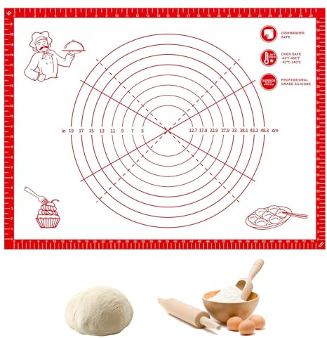 Spianatoia Silicone Grande,80 × 60 cm Spianatoia per Impastare Antiscivolo,Tappetino Silicone per Impastare Antiaderente con Misurazione,Spianatoia Riutilizzabile per Pizza Pasta Macaron, senza BPA