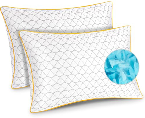 Teemour Pillows 2 Pack Shredded Memory Foam Pillow Bed Pillows for Neck & Shoulder Support, Cooling Pillow for Side, Back & Stomach Sleepers, With Breathable & Removable Cover 72x47cm