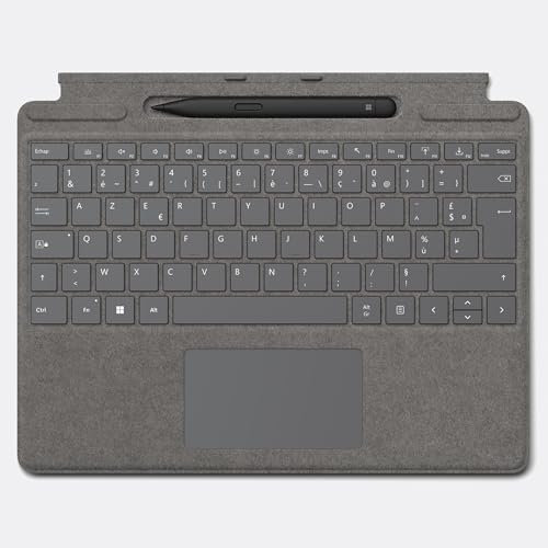 Microsoft Surface Pro Signature Keyboard con Slim Pen (para Surface Pro 8, 9, X) (AZERTY Francés) Platino (Reacondicionado)