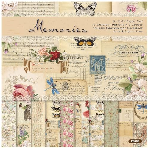 Papel especial para álbumes de recortes Papel con estampados de textura de madera vintage, 6 x 6 pulgadas, 48 ​​hojas, papel con patrones de una sola cara, 160 g/m², sin ácido, for hacer tarjetas