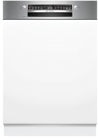 Bosch SMI2HTS08E Serie 2 Teilintegrierter Geschirrspüler, 60 cm, Smart Start, AquaStop, Silence on demand, Ferndiagnose, Extra Trocknen, Favoritenprogramm, Programmassistent, Gebürsteter Stahl