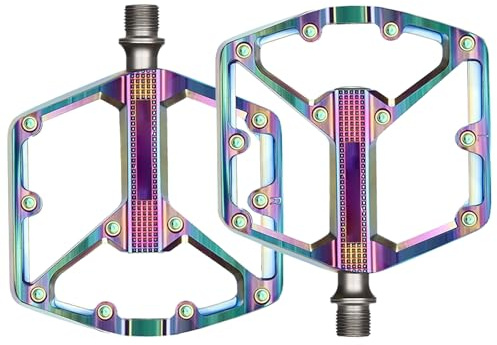 EcoGleam Pédales de vélo, roulements lubrifiés, plates, en aluminium, avec plate-forme antidérapante et axe en acier Cr-Mo pour VTT, vélo de course, gravel et trekking