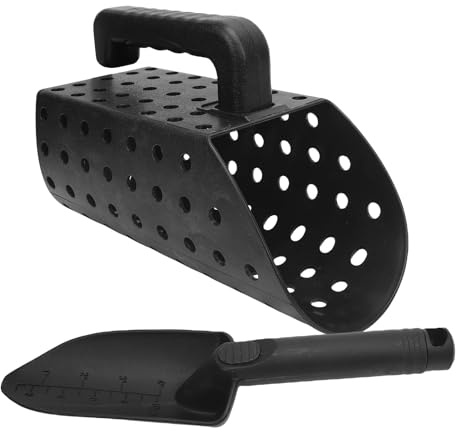 Hamwesh Stainless Steel Sand Scoop, Metal Detector Shovel with Long Handle, Durable Beach Sifting Tool for Treasure, Beach Excavation, Metal Detection