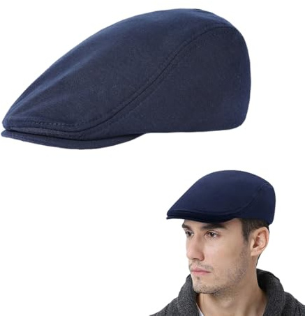 Casquette Beret Homme, Casquette Souples Beret Plate Cotton, Casquette homme, casquette beret homme hiver, visière Printemps-été(Bleu marine)